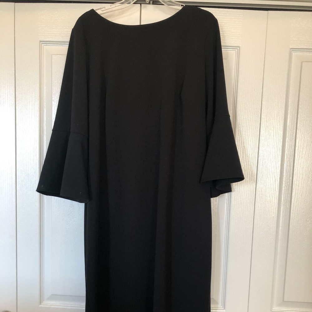 Calvin Kline black sheath dress with bell sleeves. 18W